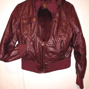 Women's Burgundy Leather Jacket